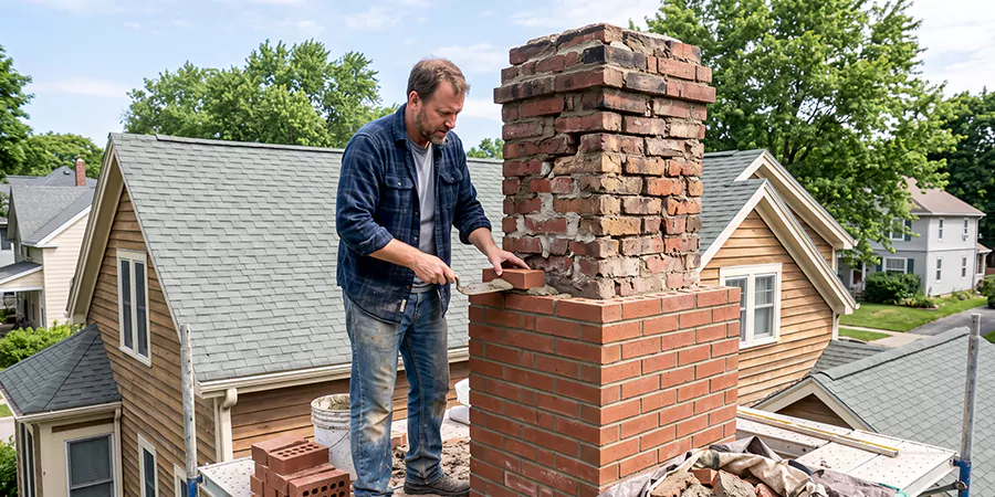 Old and Crumbling Brick Chimney Rebuild Cherry Hill
