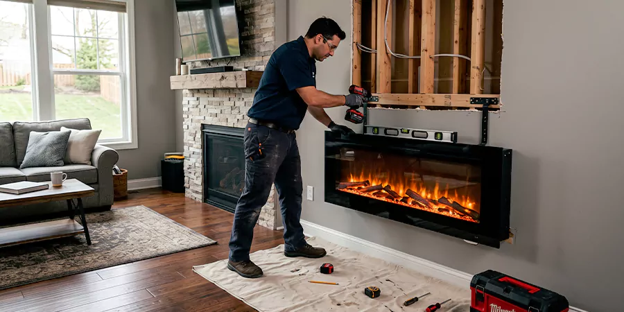 Fake Fireplace and Faux Insert Installation Cherry Hill
